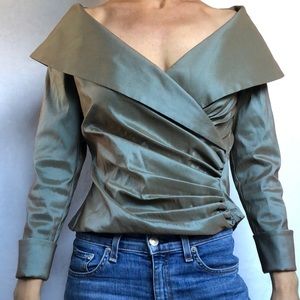 Tadashi Collections Shoji Collared Wrap Blouse 6